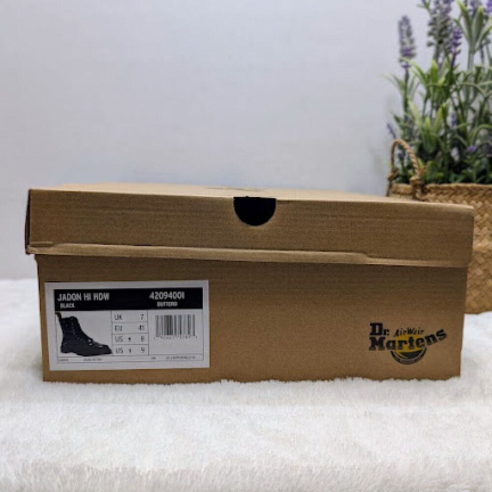 Dr. Martens Jadon Hi HDW Studded Black Buttero Leather Platform Boots UK 7 NIB - Picture 12 of 13